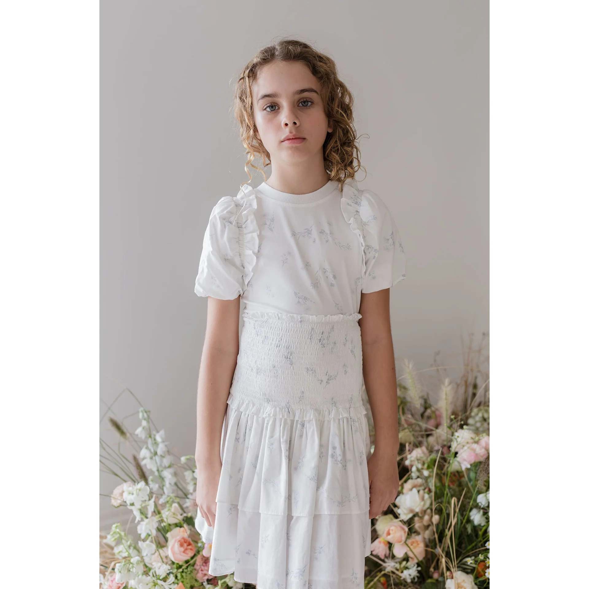 Steph Blue Ditsy Print Voile Skirt - Image 3