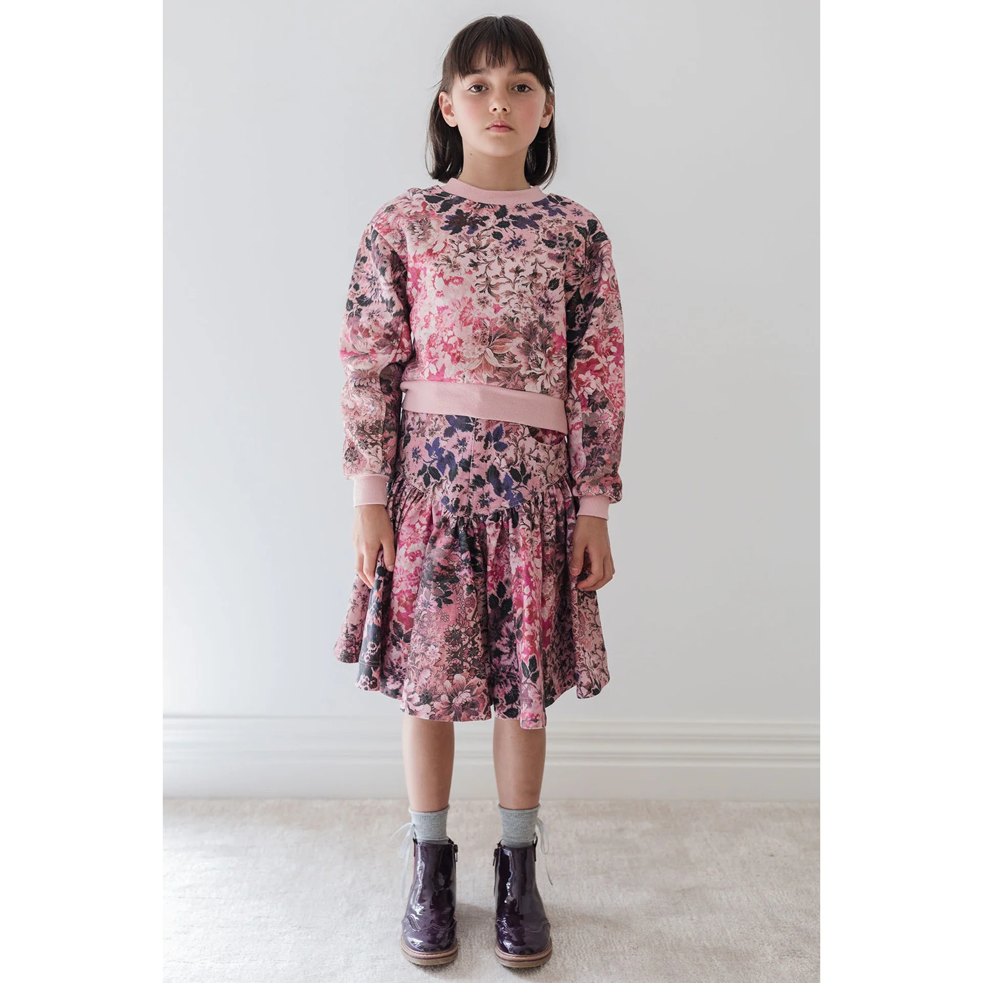 Steph Blurred Floral Print Sweat Top (8194T)