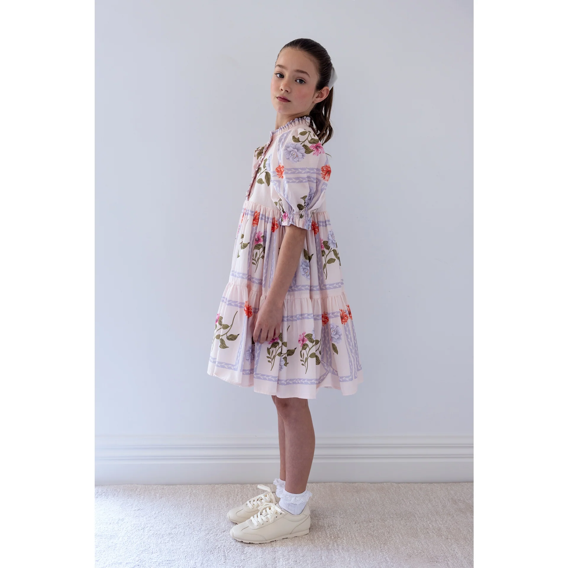Steph ELBOW Slv Flower Grid Shirt Dress 8214D - Image 2