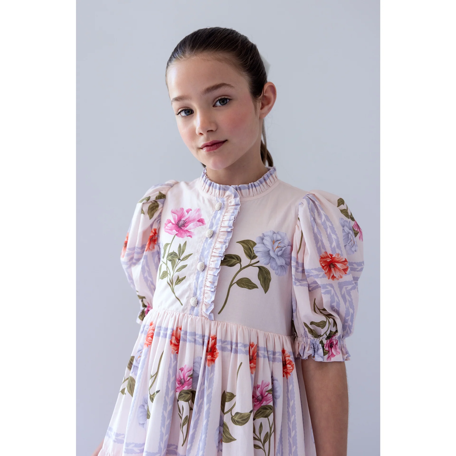 Steph ELBOW Slv Flower Grid Shirt Dress 8214D - Image 3