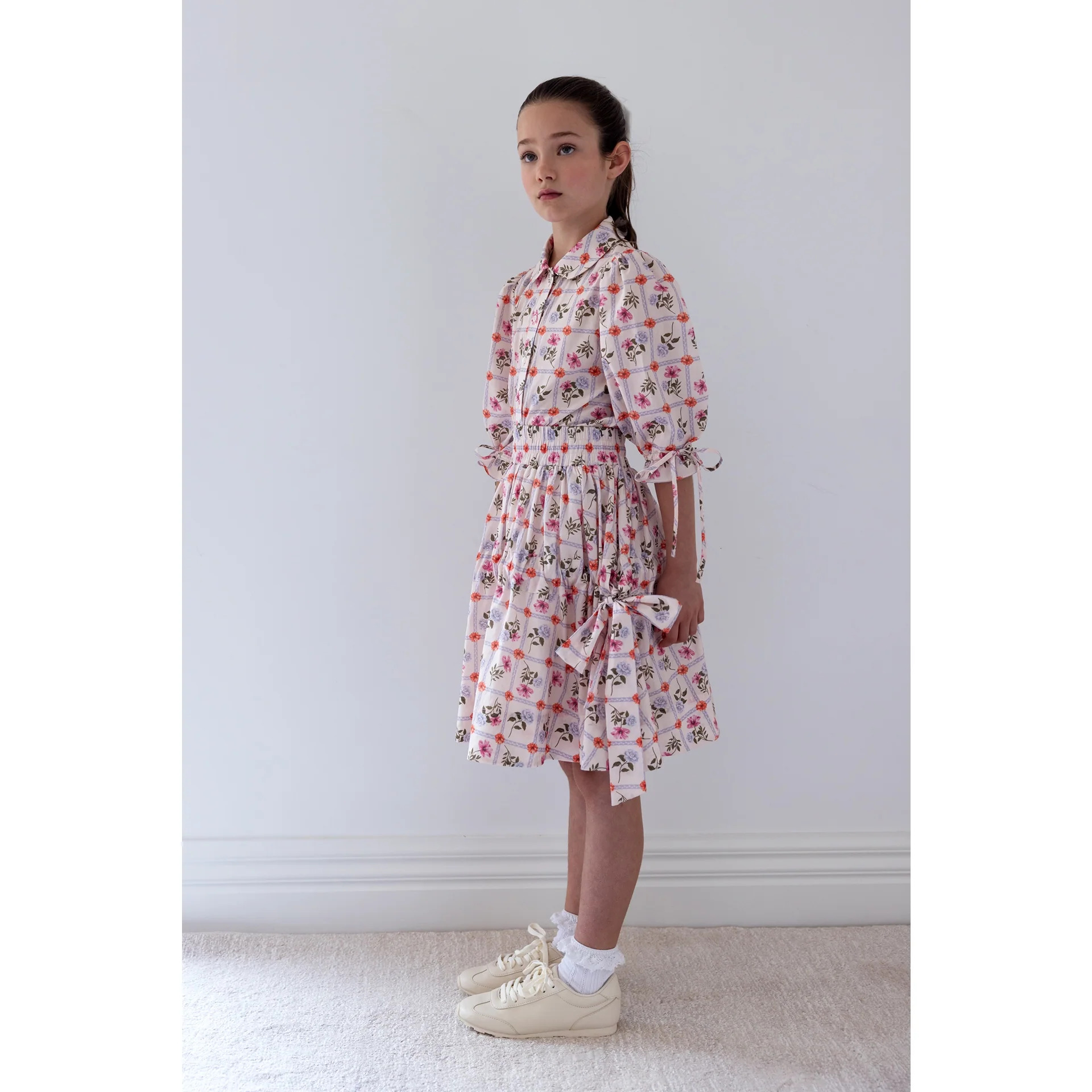 Steph Flower Grid Print Voile Skirt (8210S)