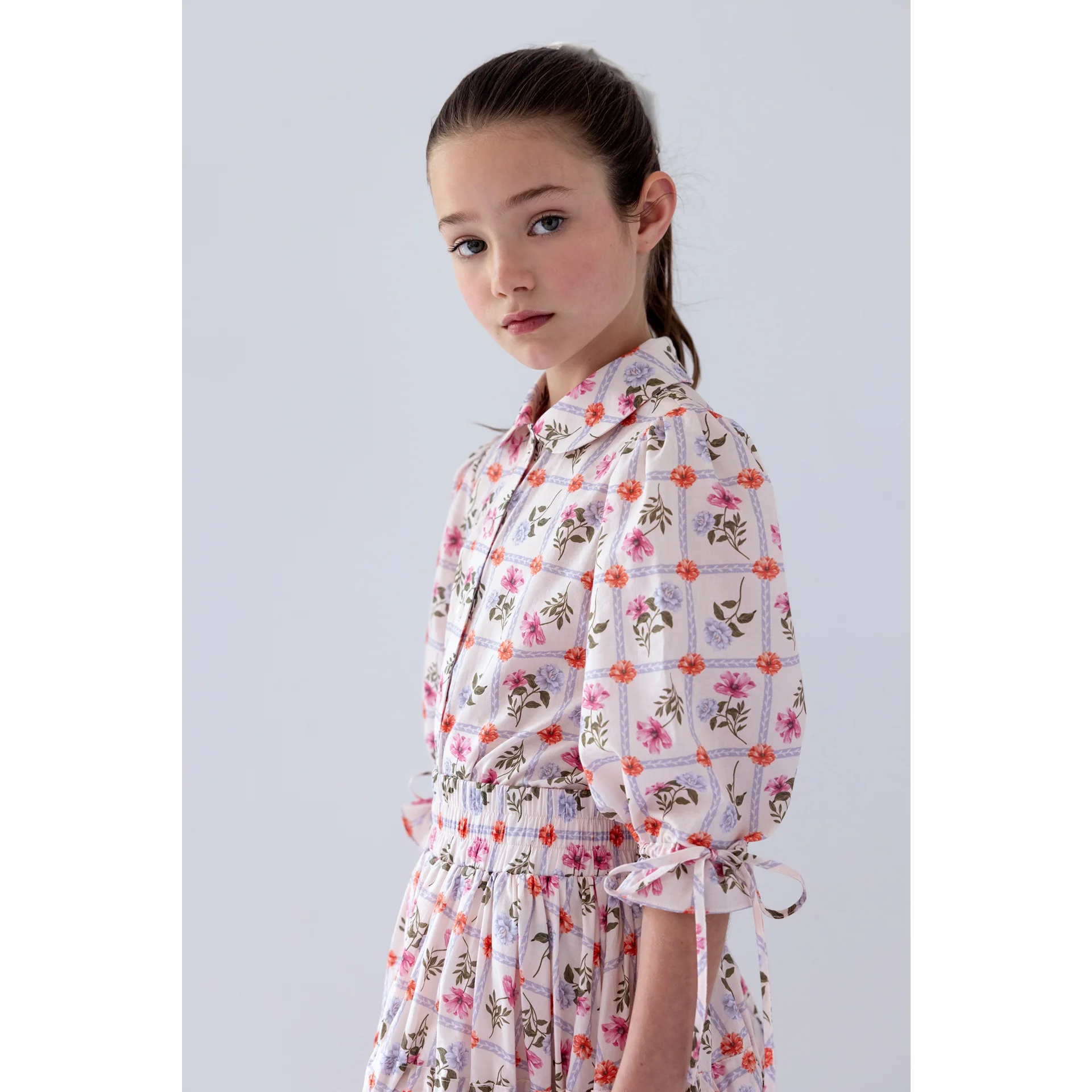 Steph Flower Grid Print Voile Skirt (8210S) - Image 3