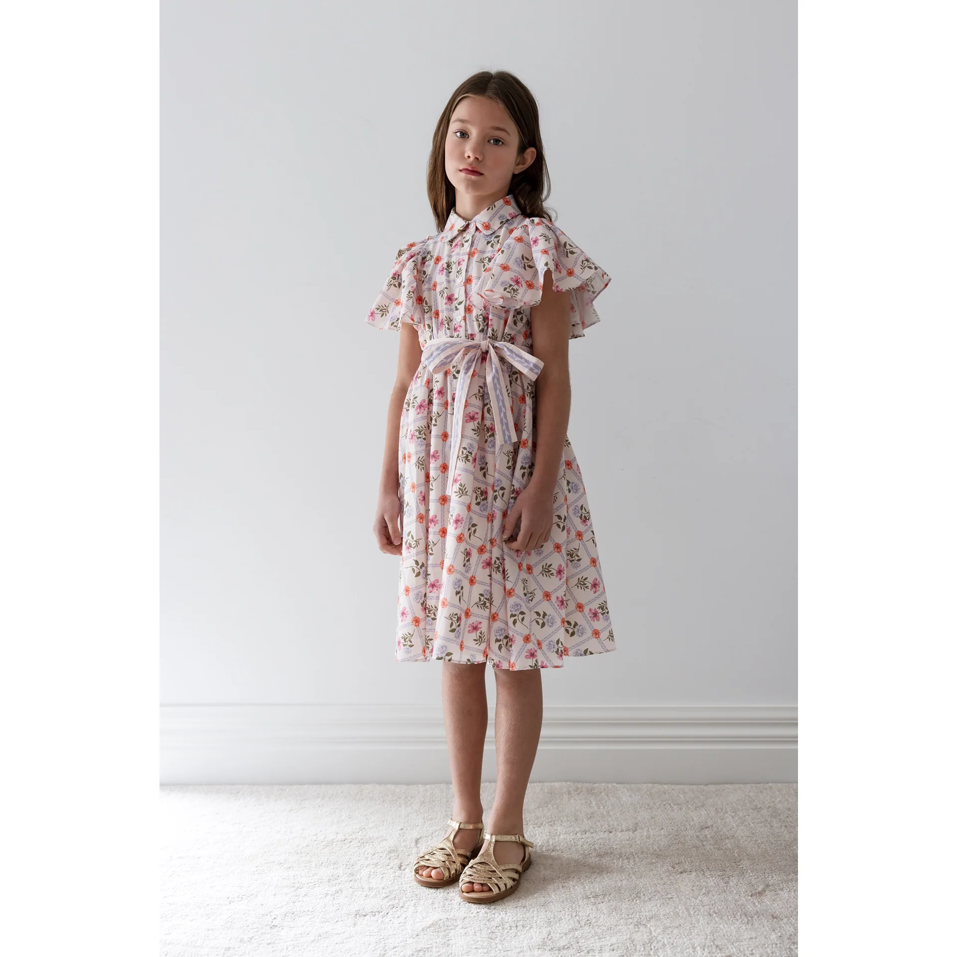 Steph Flower Grid Shirt Dress (8245D)