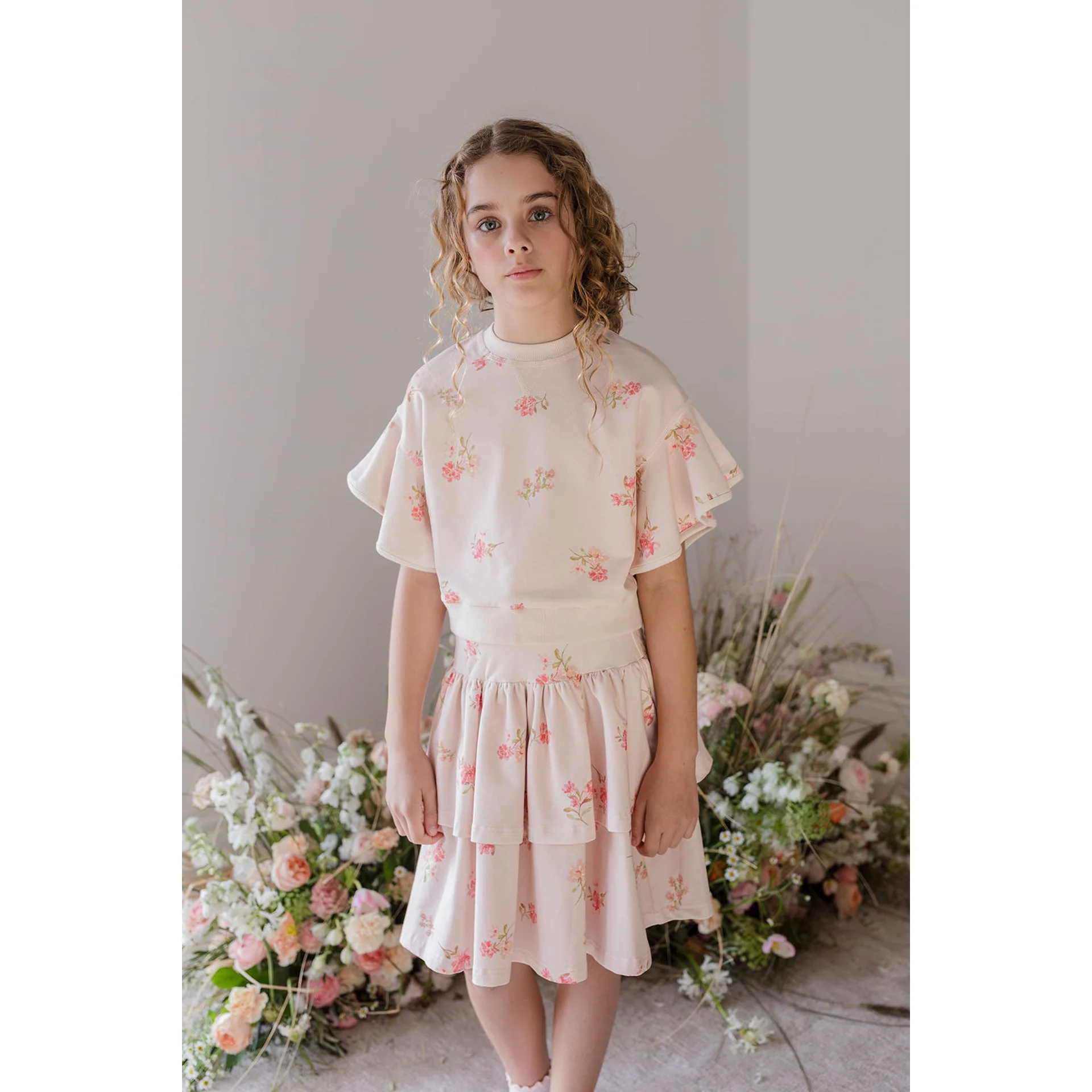 Steph Petite Rose Print Sweat Skirt