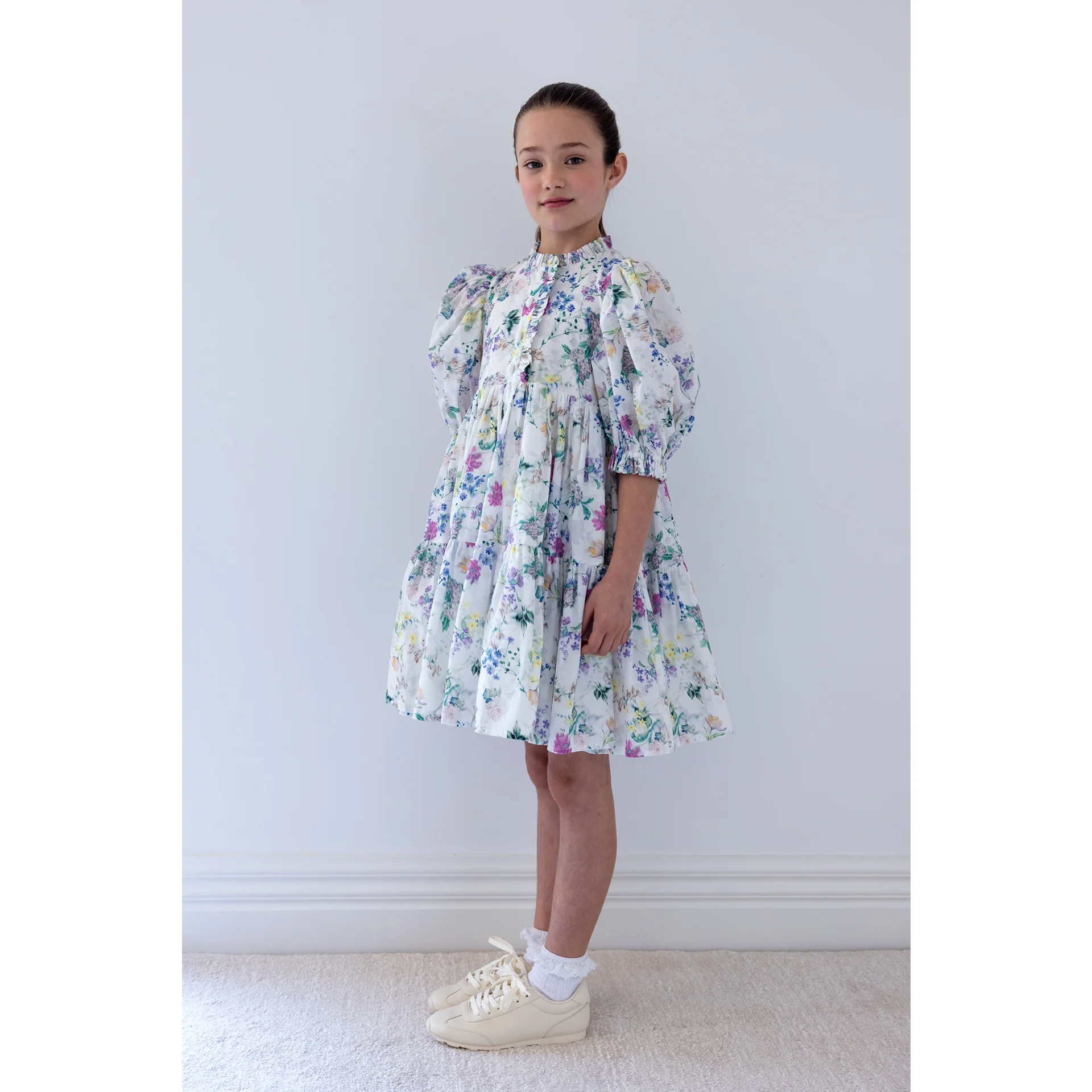 Steph Short Sleeve Garden Print Voile Dress (8214D) - Image 3