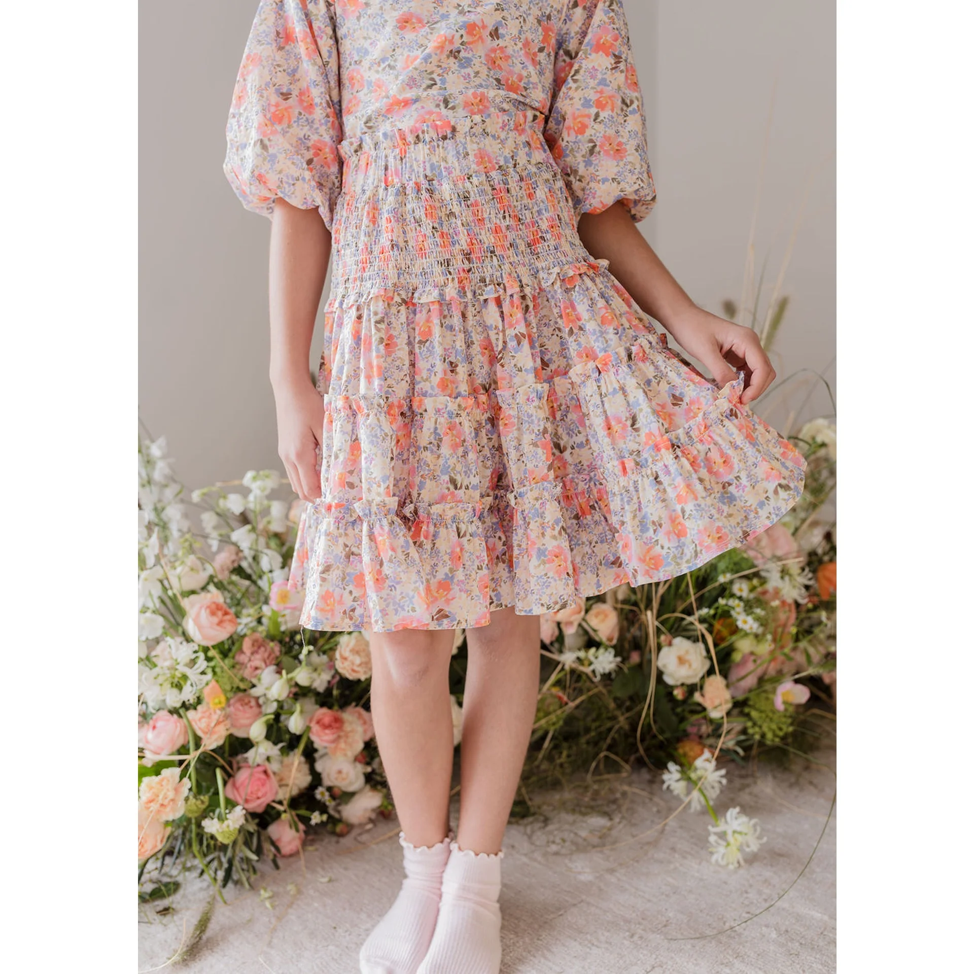 Steph Spring Bloom Print Voile Skirt - Image 3
