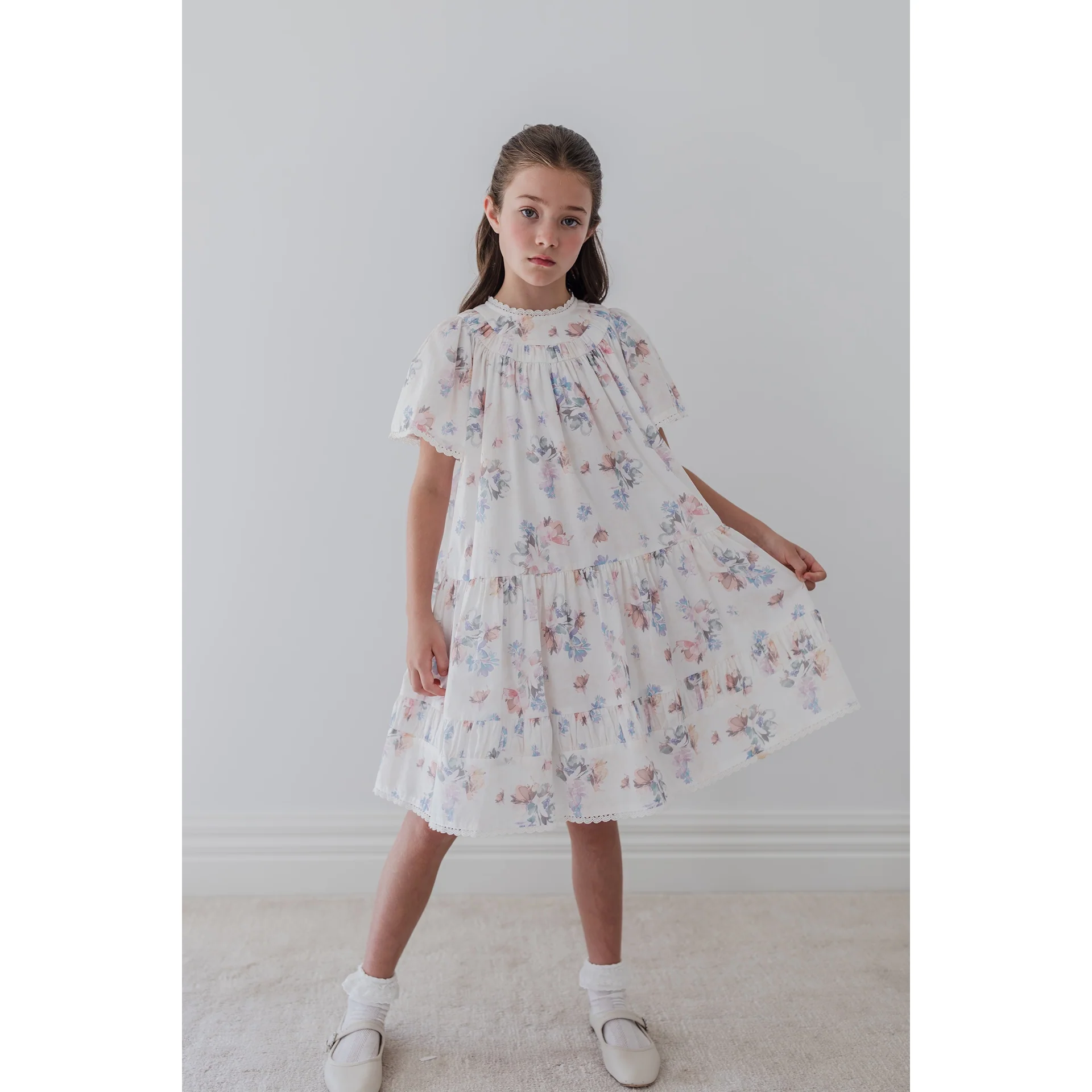 Steph Flutter Floral Print Voile Dress (8212D)