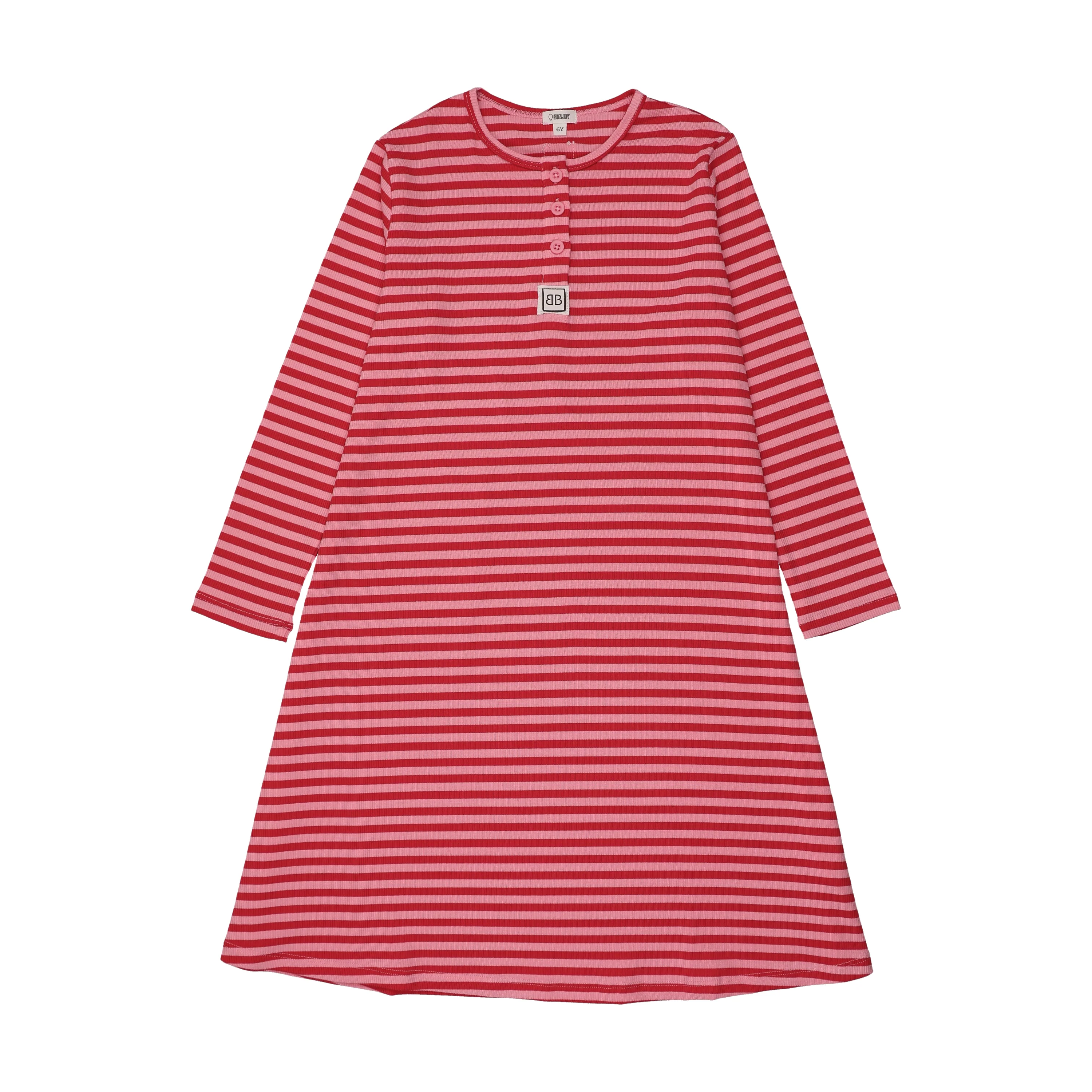 Bonjoy Stripe Squad Nightgown - Neon Pink