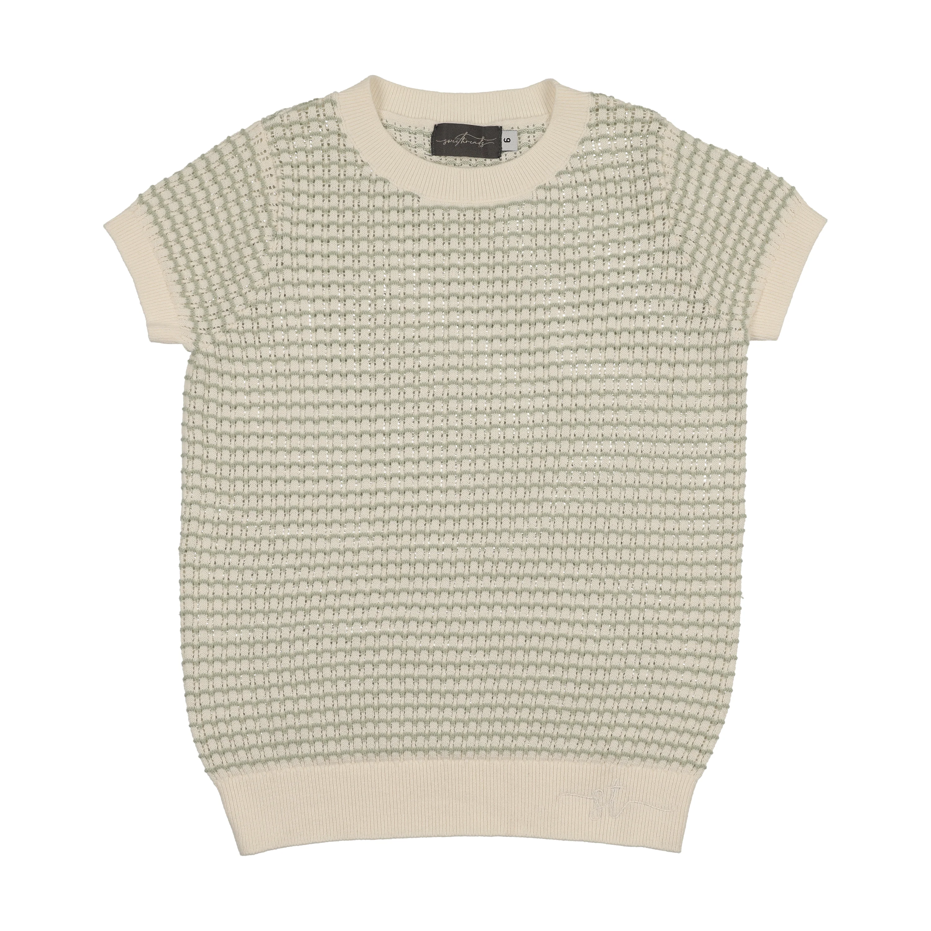 Sweet Threads Off-White / Sage Mint Sweater