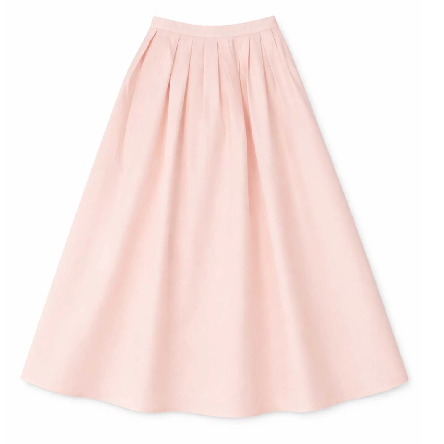 Tea Peach Cotton Sateen Stitched Open Pleat Skirt