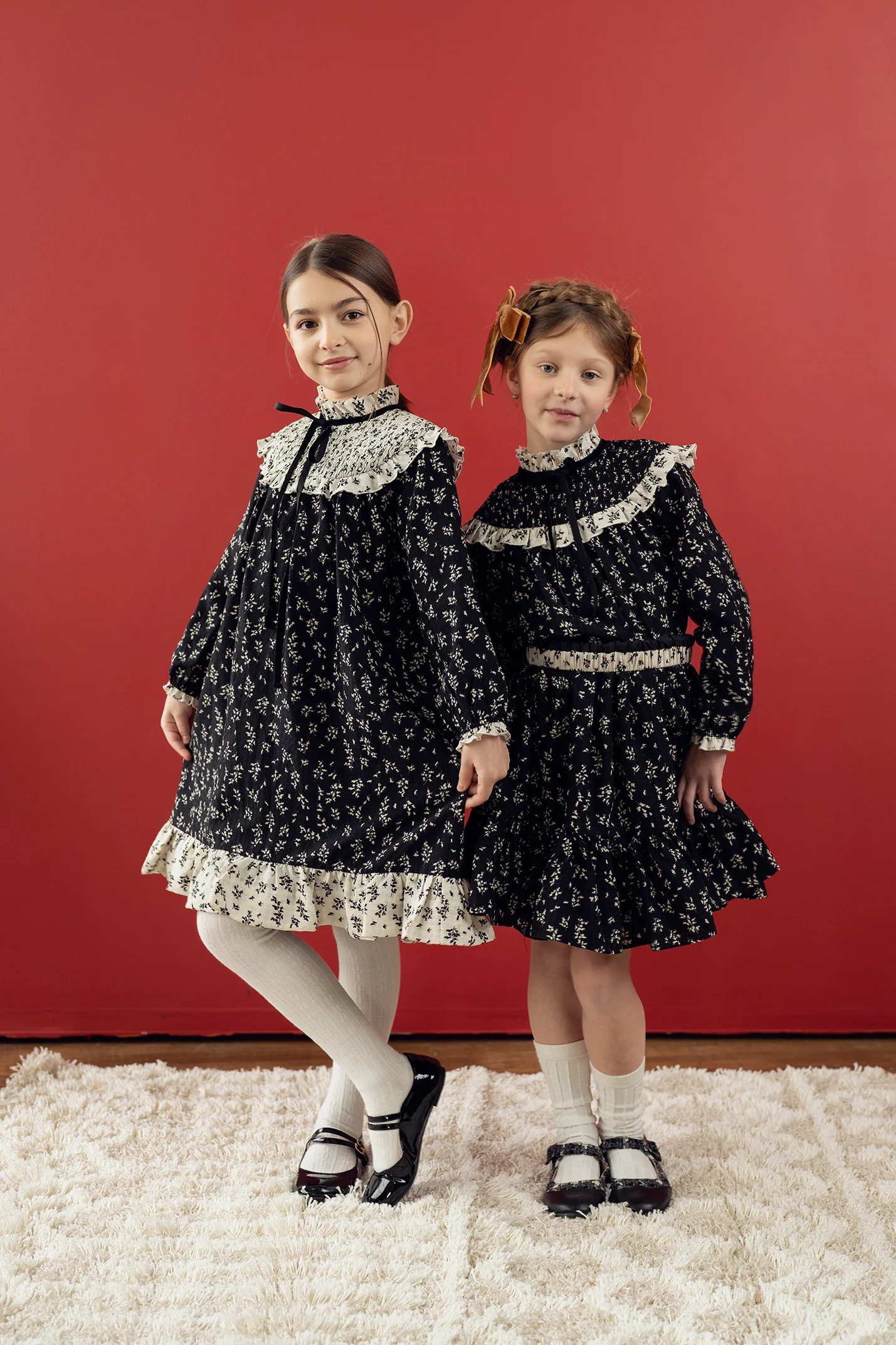 Teela Black & White Floral Ruffle Skirt