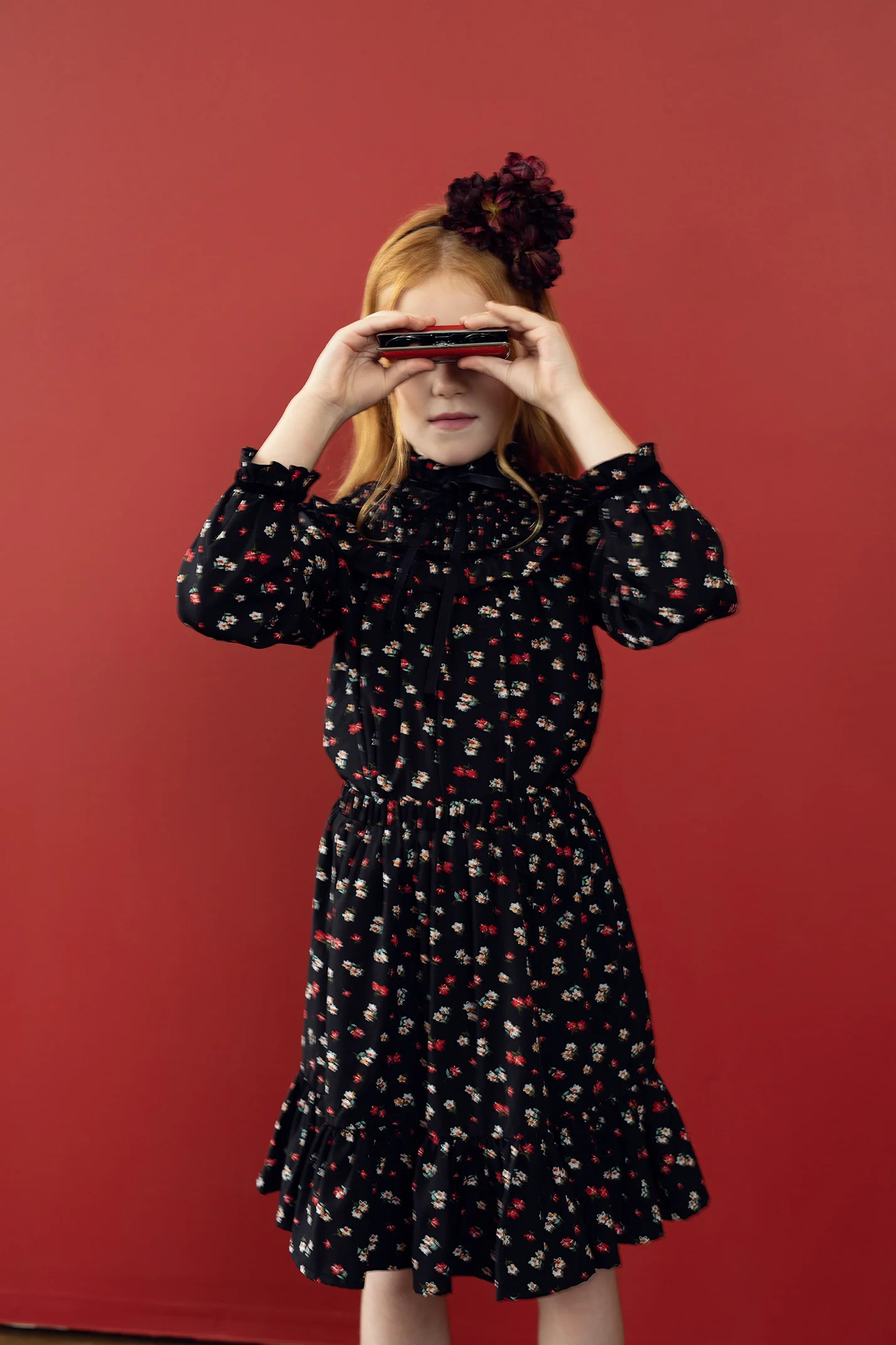 Teela Red Floral Print Ruffle Skirt