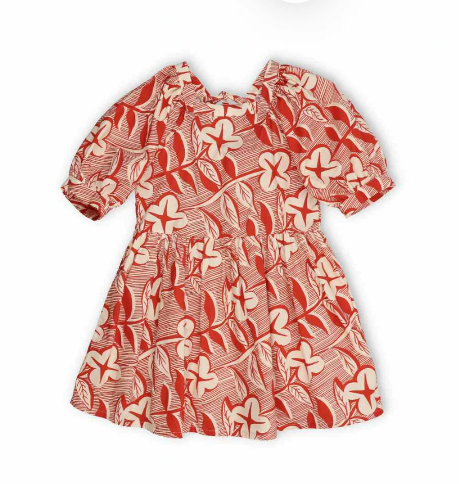 The New Society Filotis Dress Chili Mountain Rose Print