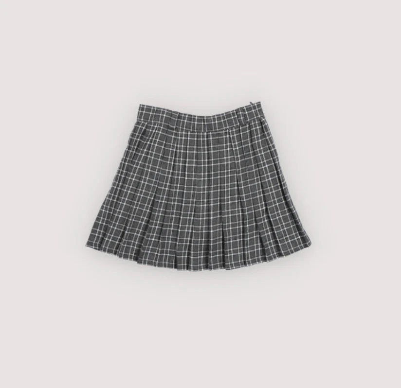 The New Society Galactic Grey Check Martina Special Skirt KNEE LENGTH