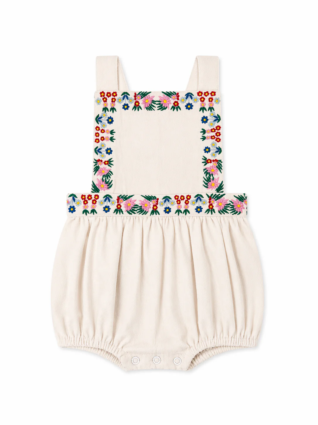 The New Society - Malva Baby Romper Flower Embroidery Natural Denim - Image 2