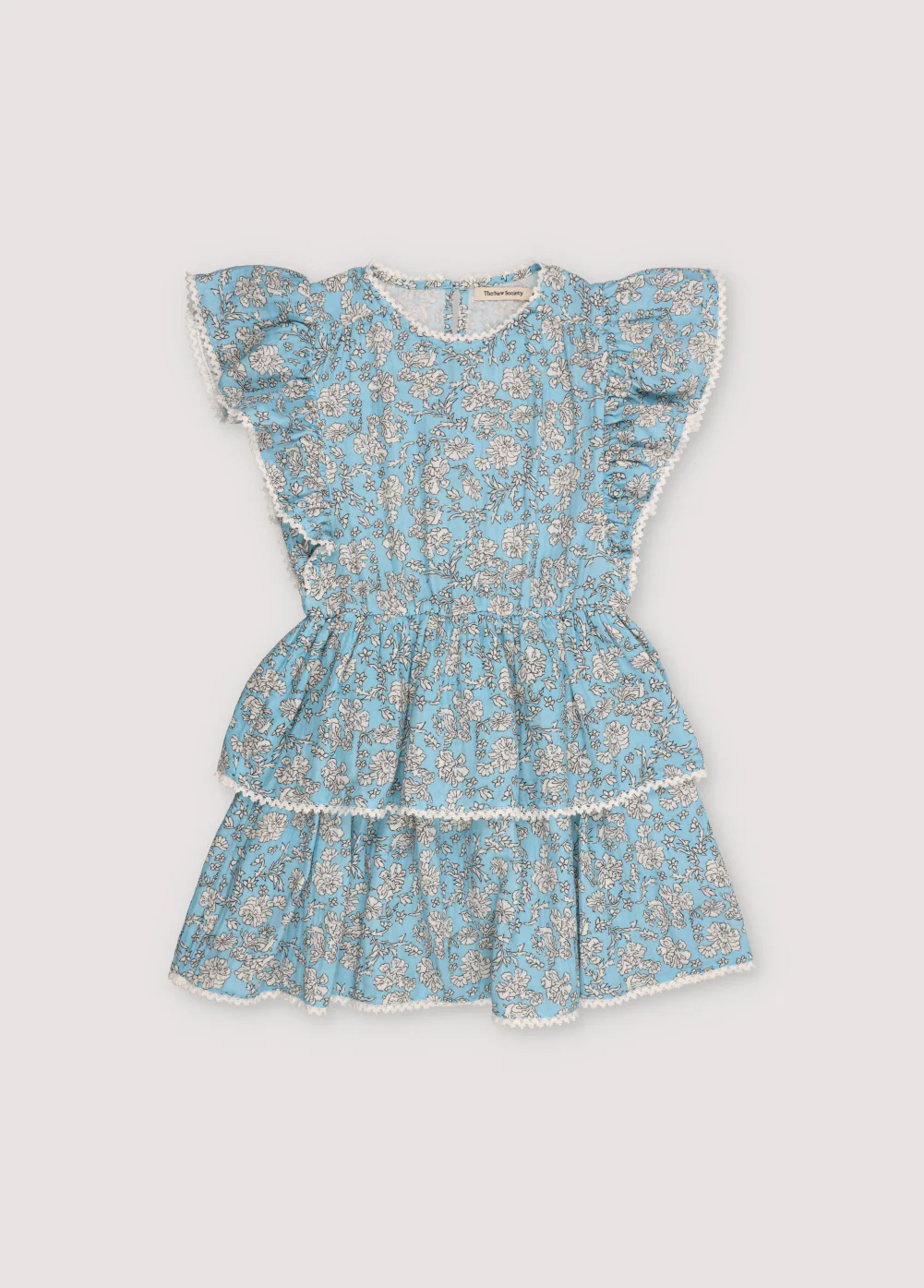 The New Society Melina Special Dress Peony Powder Blue Print