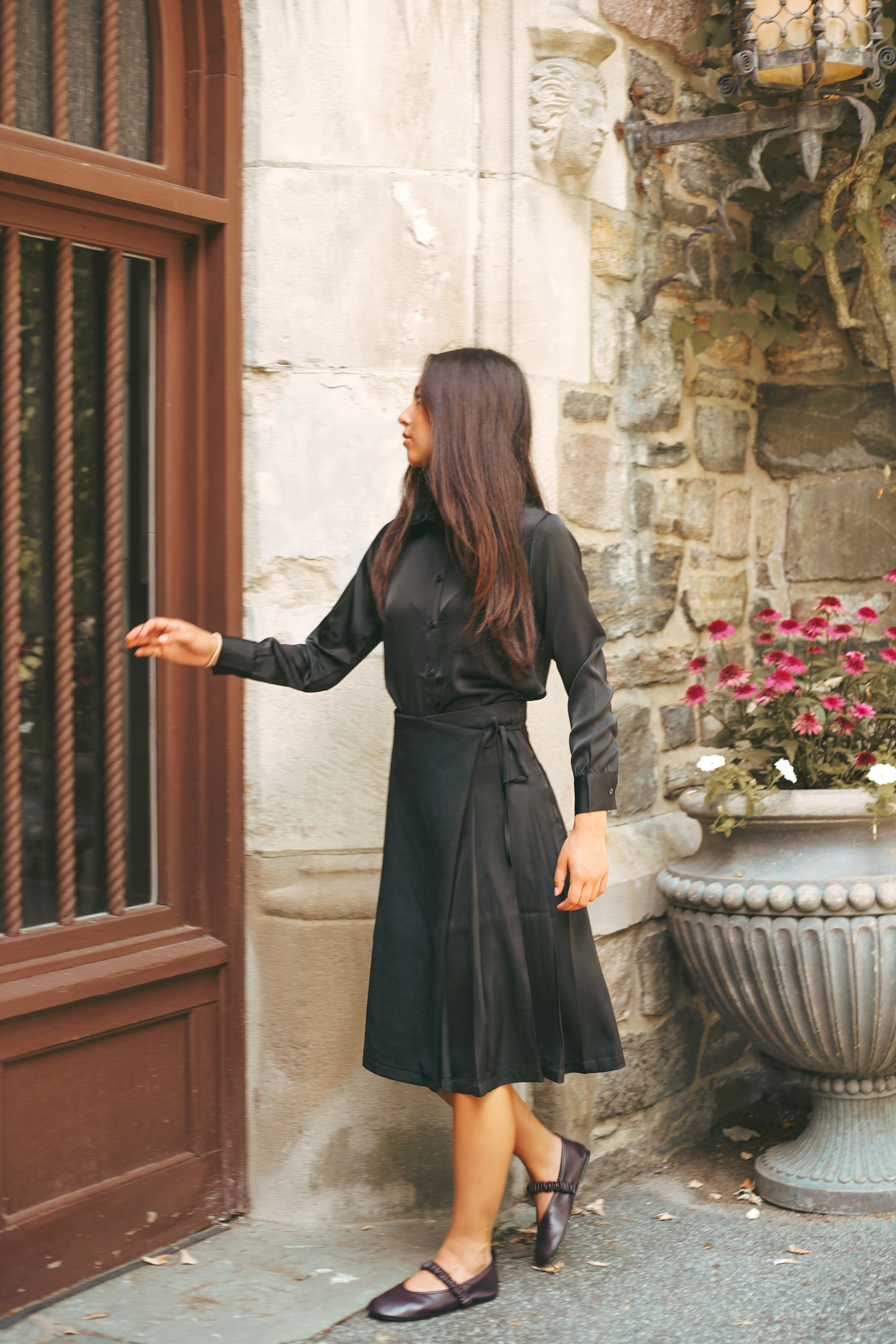 Urban Edge Black Pleated Wrap Skirt - Image 2