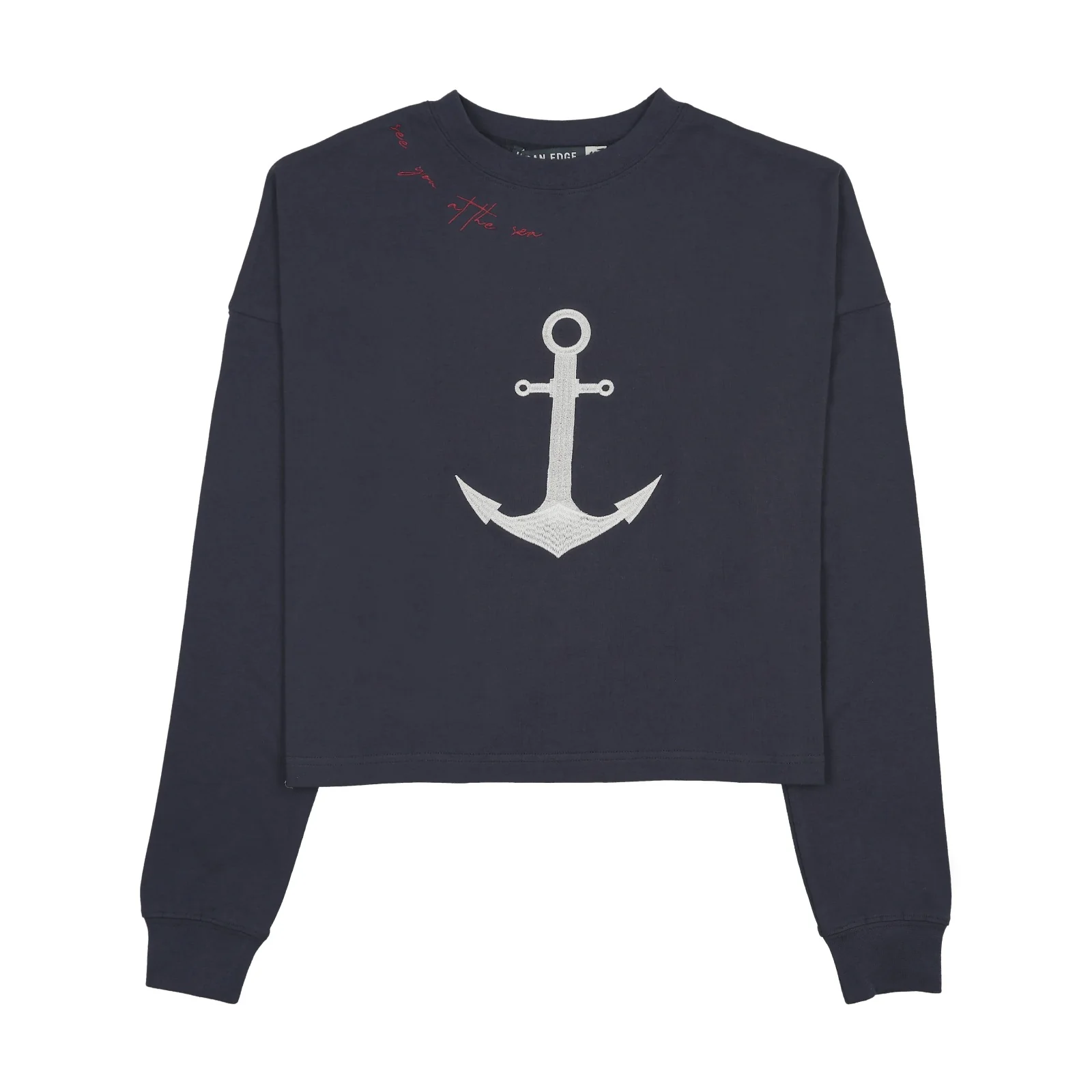 Urban Edge Navy Anchor Cropped Tee