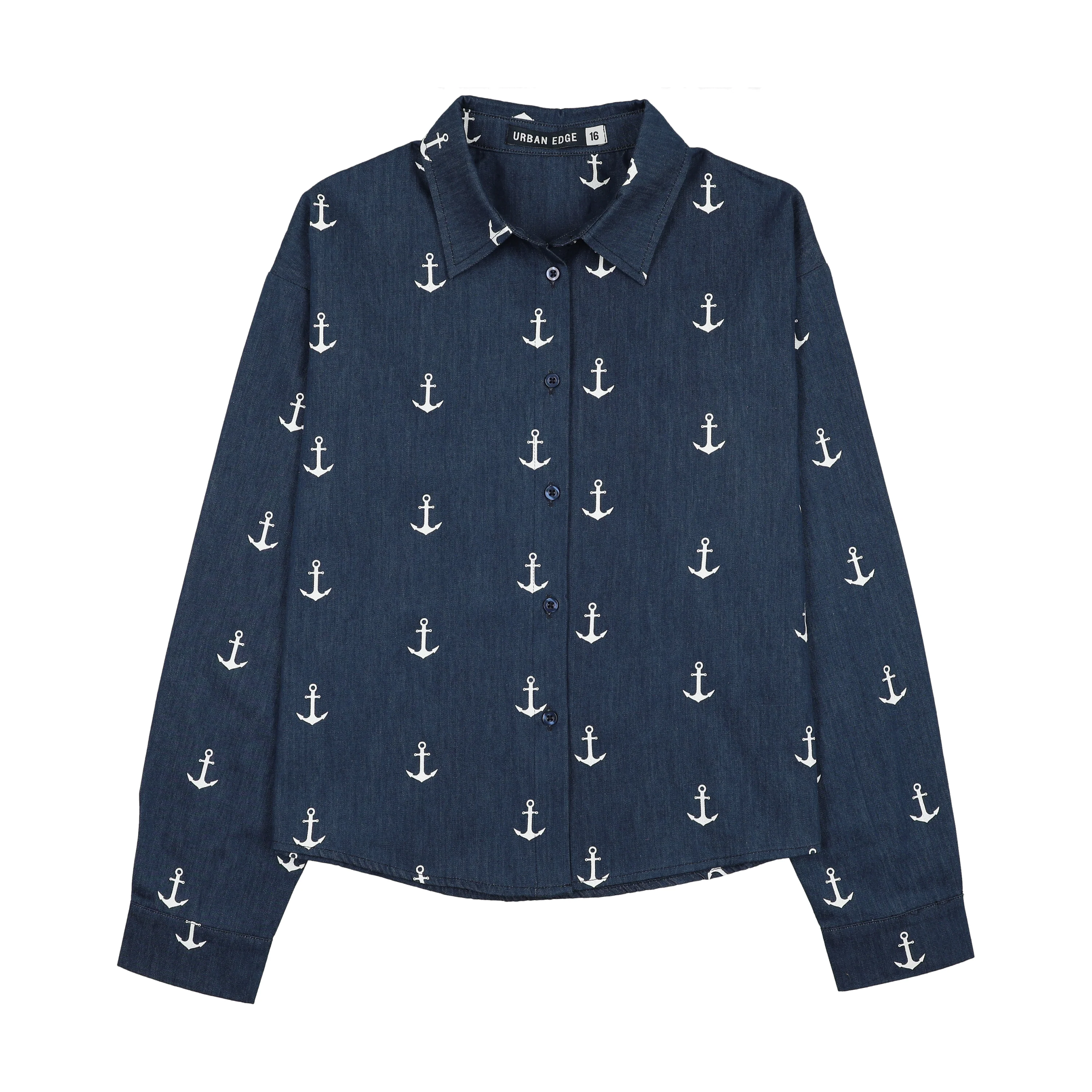 Urban Edge Navy Denim Anchor Shirt