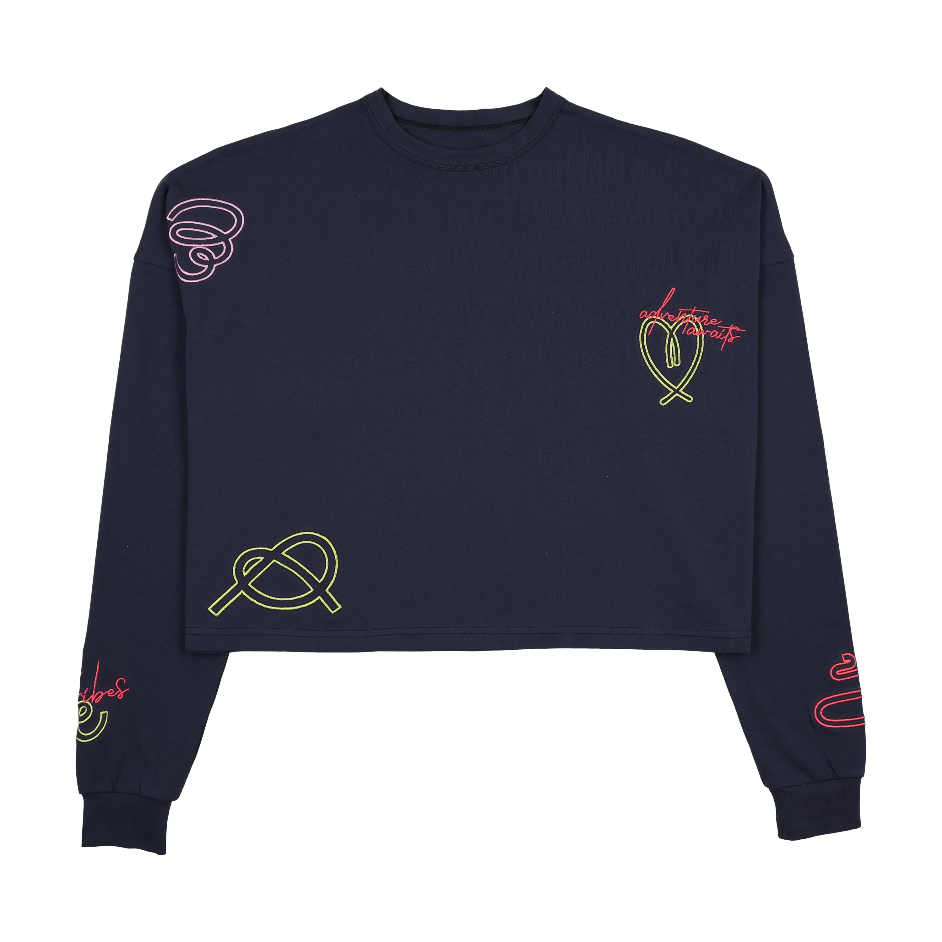 Urban Edge Navy Neon Embroidered Tee Shirt