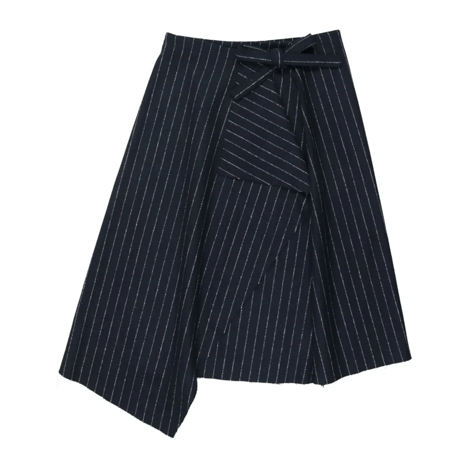 Urban Edge Navy Pinstriped Wrap Skirt