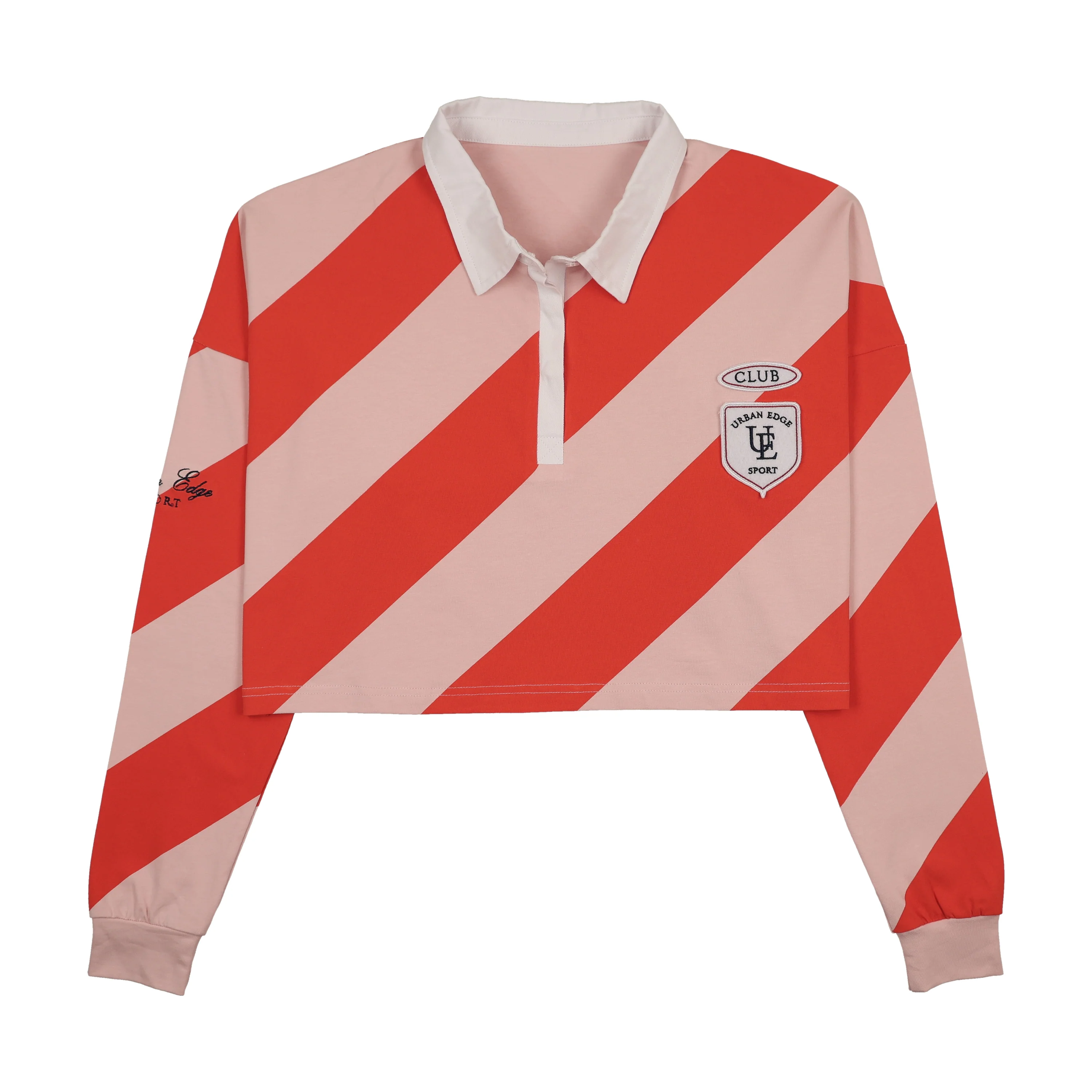 Urban Edge Orange/Pink Striped Rugby Tee