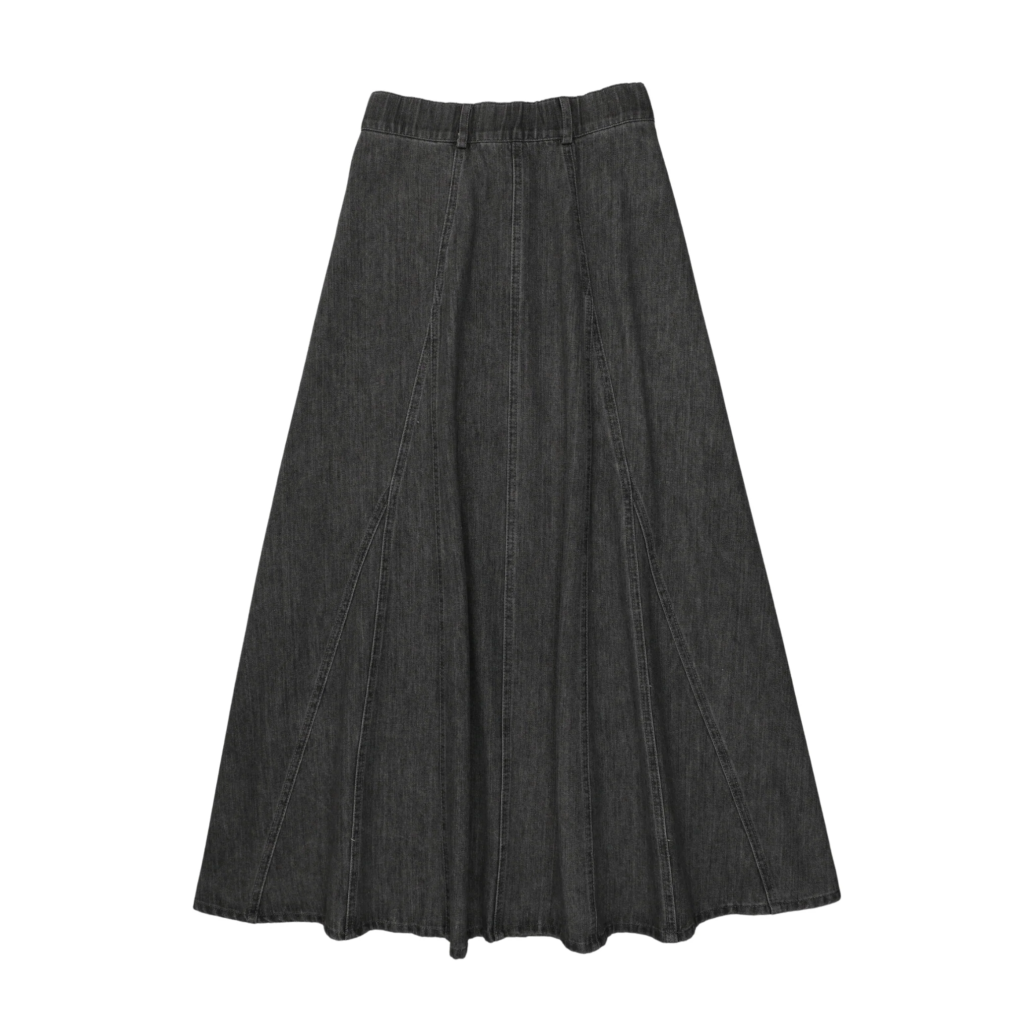 Urban Edge Washed Black Panneled Denim Skirt