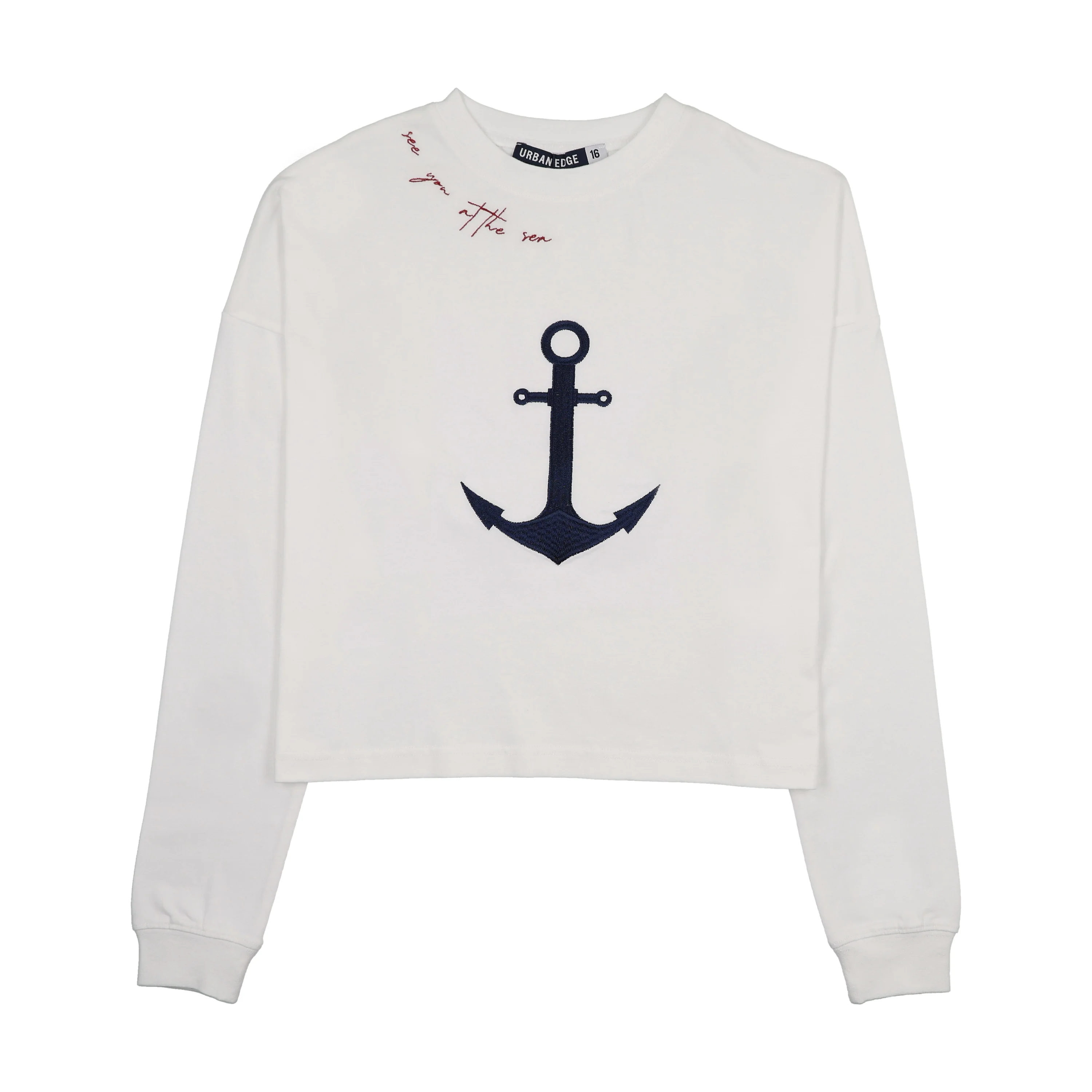 Urban Edge White Anchor Cropped Tee
