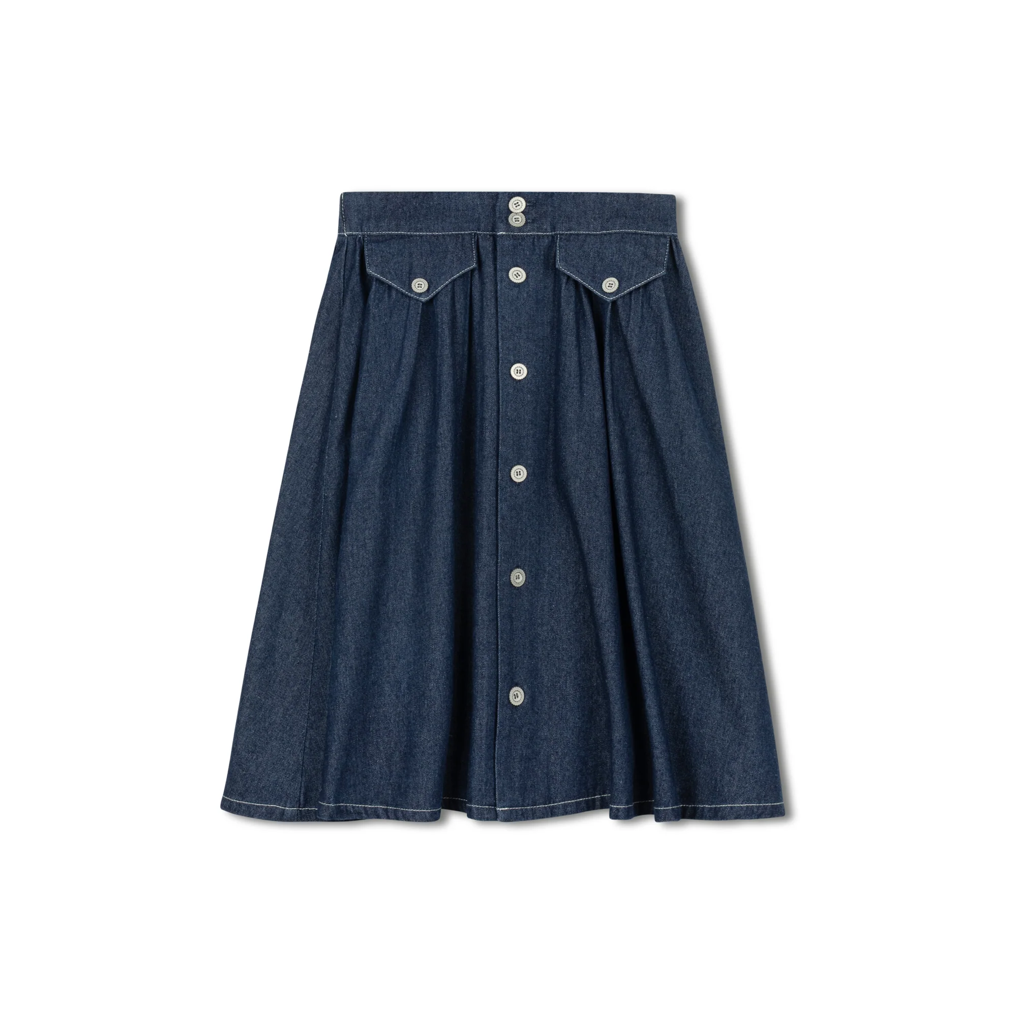 Velvette Label Denim Button Skirt Dark