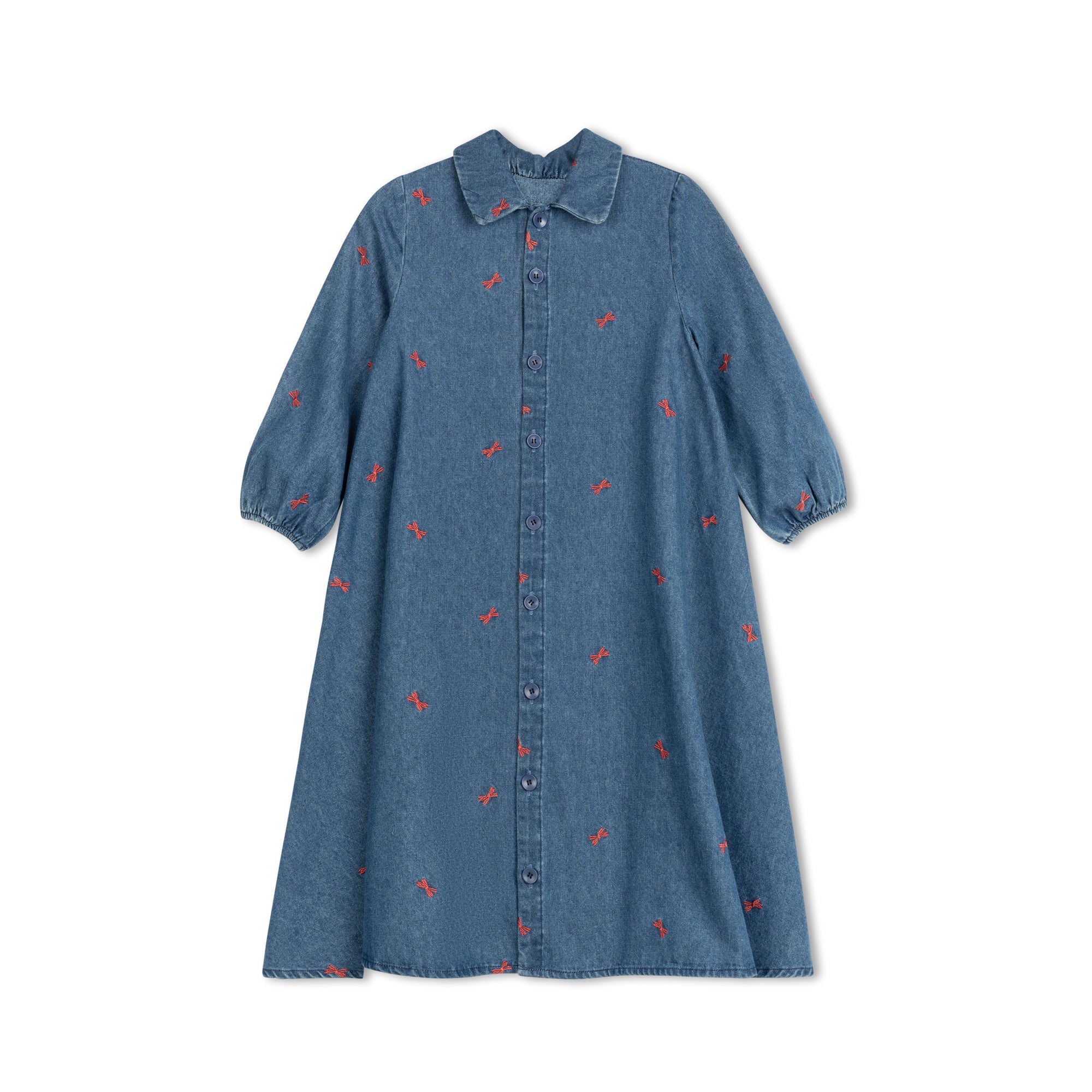 Velvette Label Red Bow Denim Dress