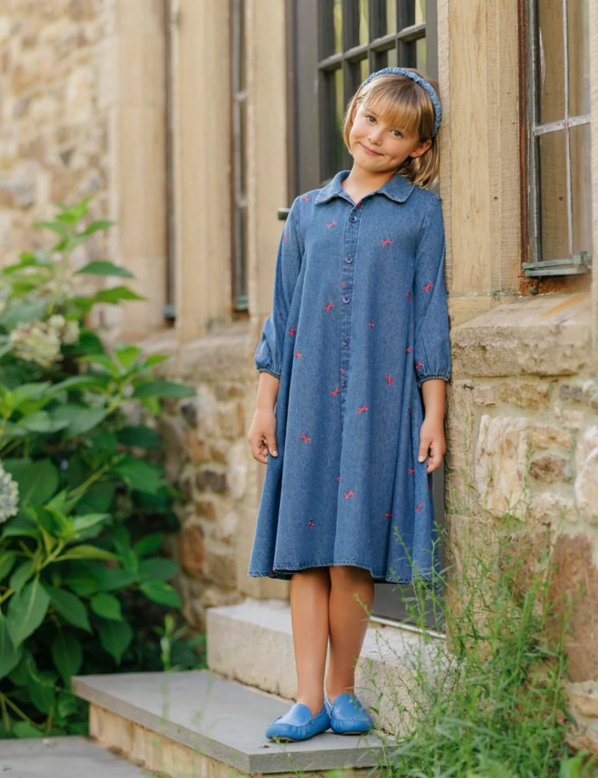 Velvette Label Red Bow Denim Dress - Image 2