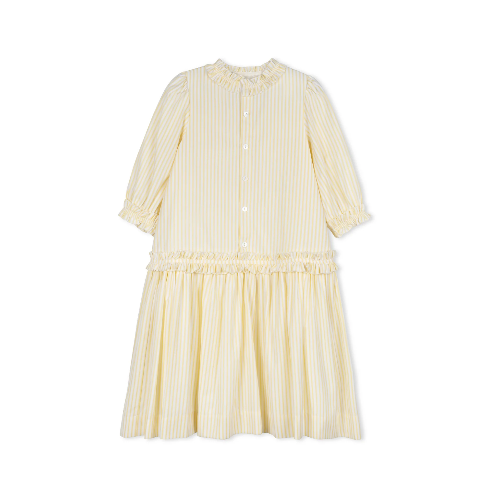 Velvette Label Yellow Stripe Ruffle Dress