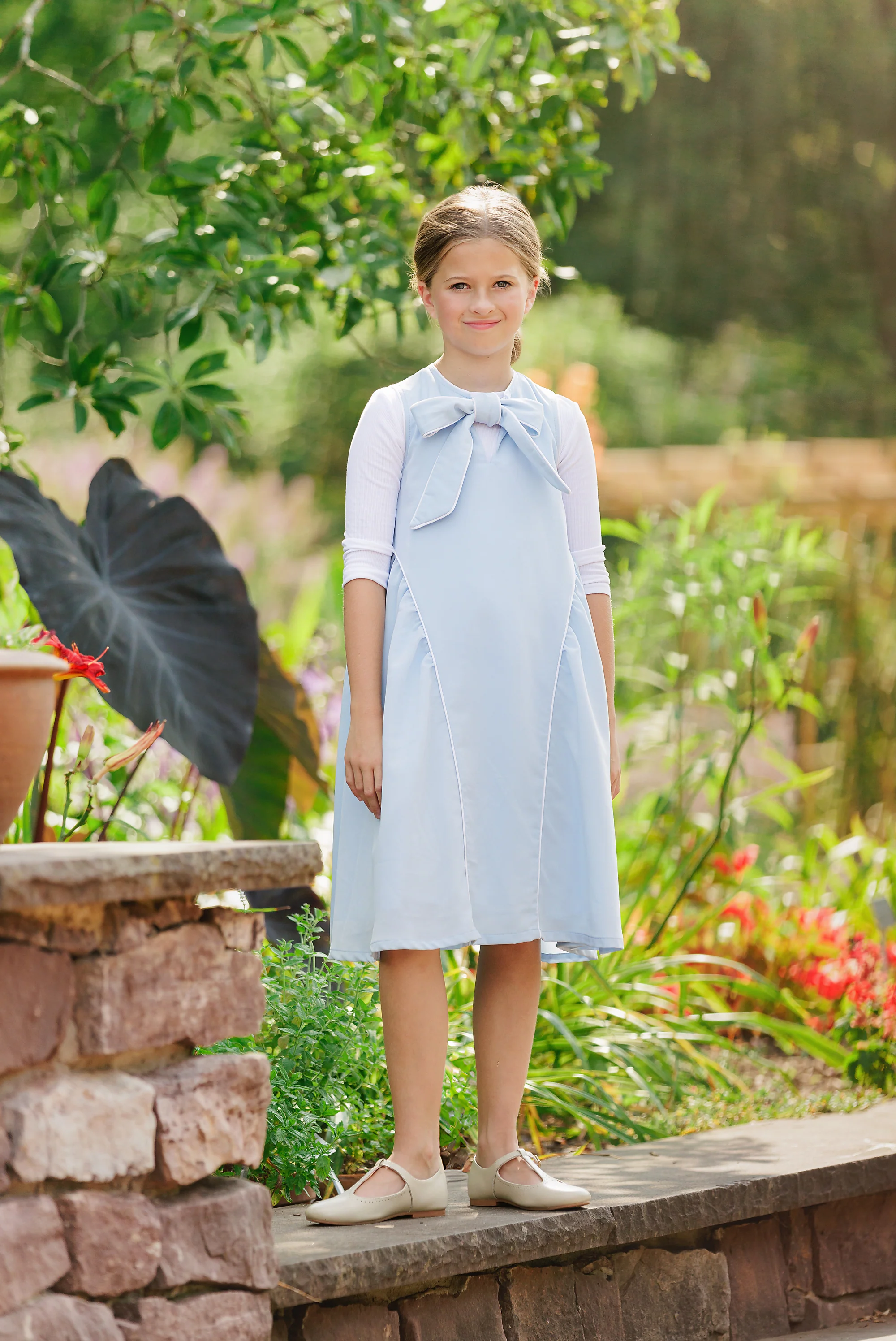 Velvette Blue Bow Dress - Image 2