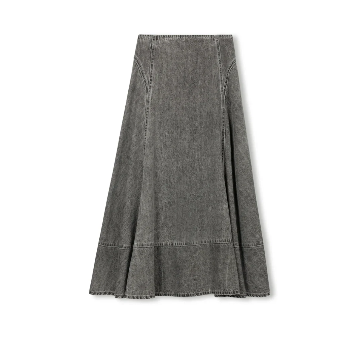 Vibe Denim Stitch Maxi Skirt- Black Denim