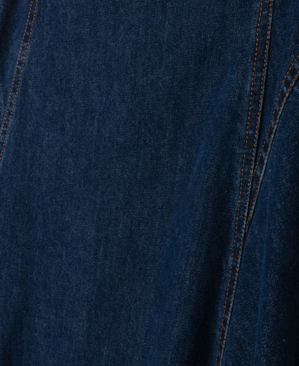 Vibe Denim Stitch Maxi Skirt- Blue Denim - Image 2