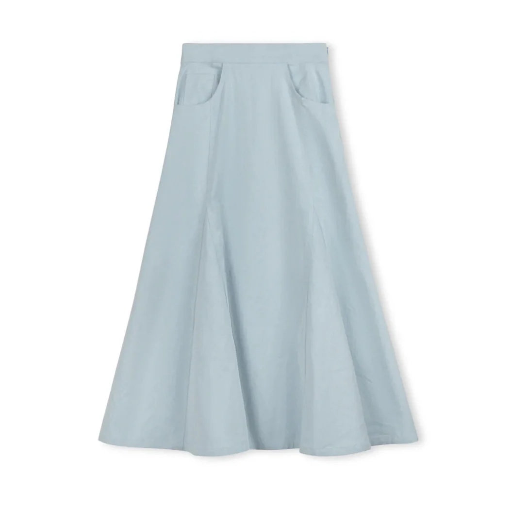 Vibe Open Panel Denim Maxi Skirt - light blue denim - Image 2
