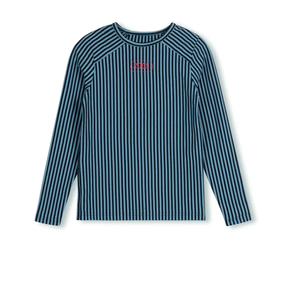 Vibe Pinstriped Date T-shirt- blue stripe