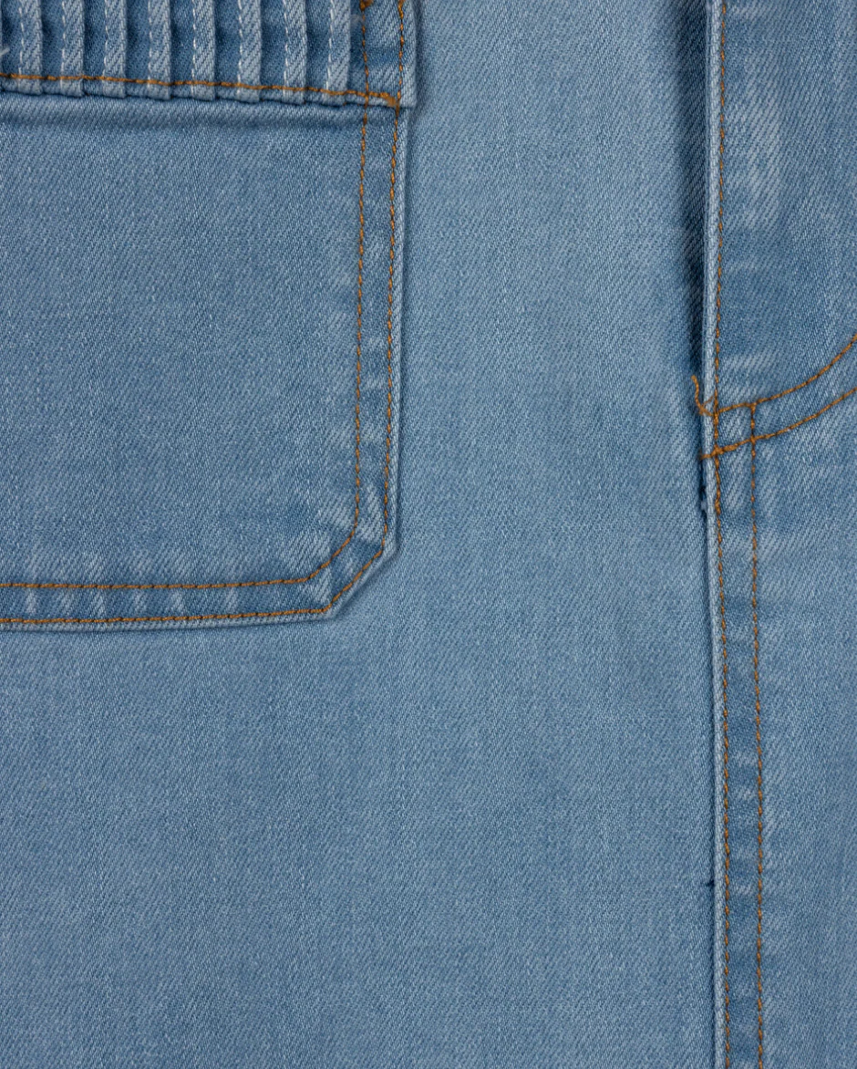 Vibe Stitch Pocket Trim Denim Skirt- light blue denim - Image 2