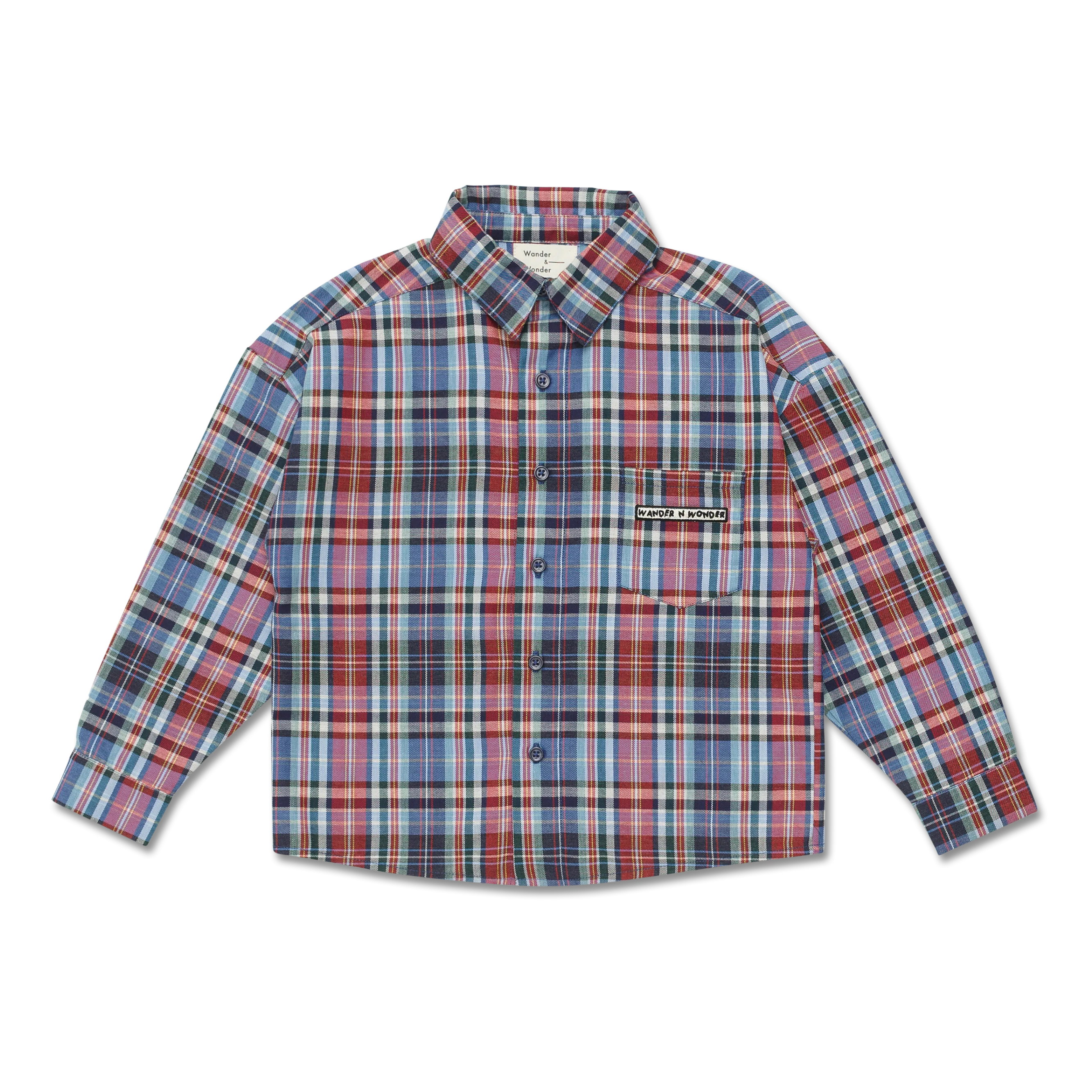 Wander + Wonder Blue Multi Plaid Button Down Shirt