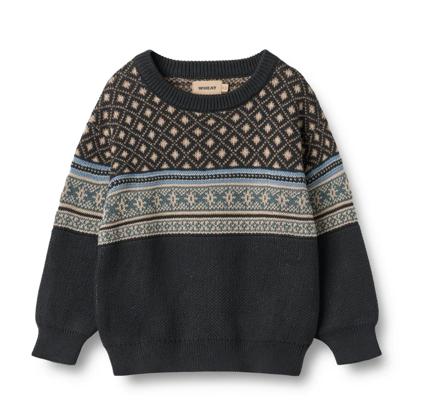 Wheat Navy Jaquard Pullover Julius