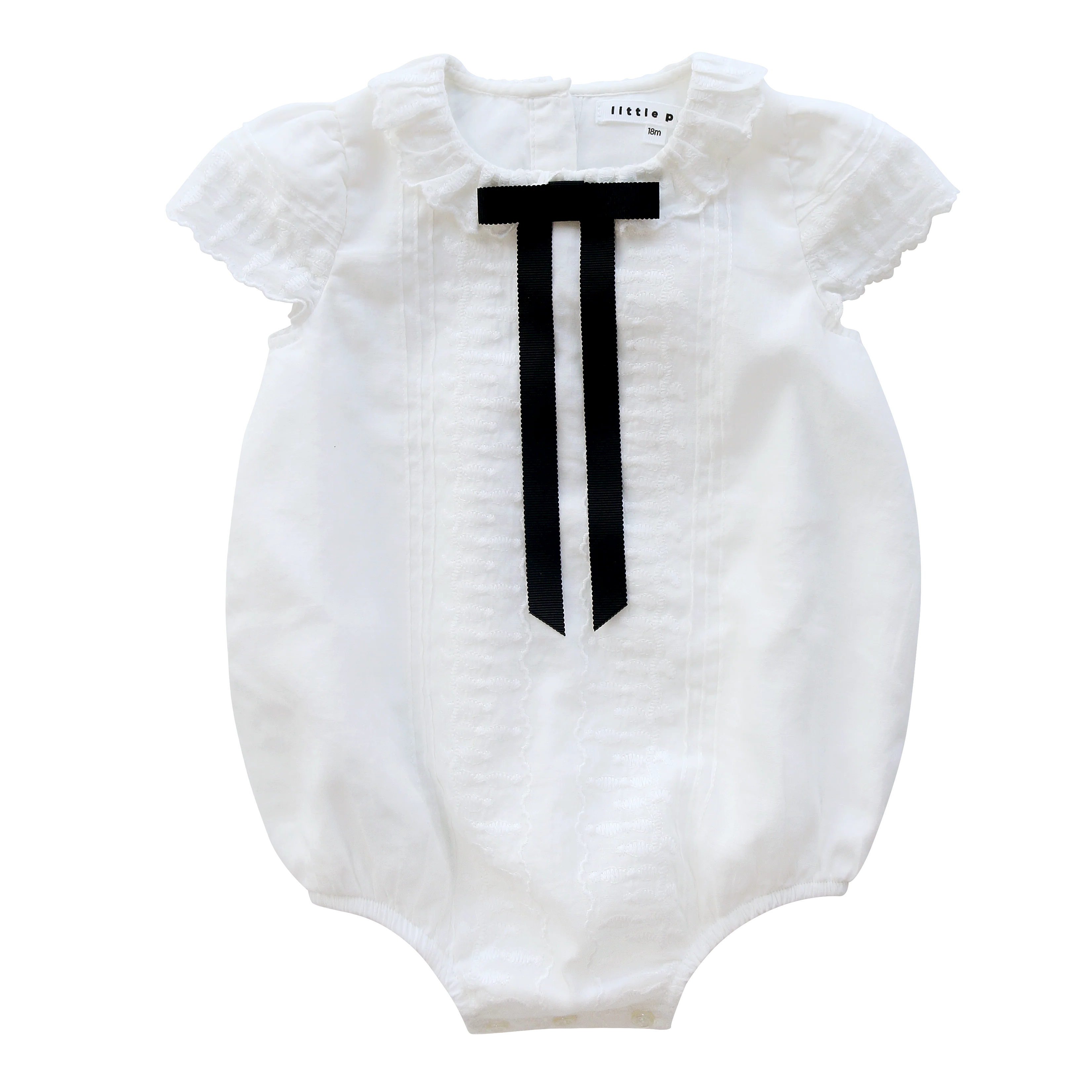 Little Parni White Evening Bow Romper (K673)
