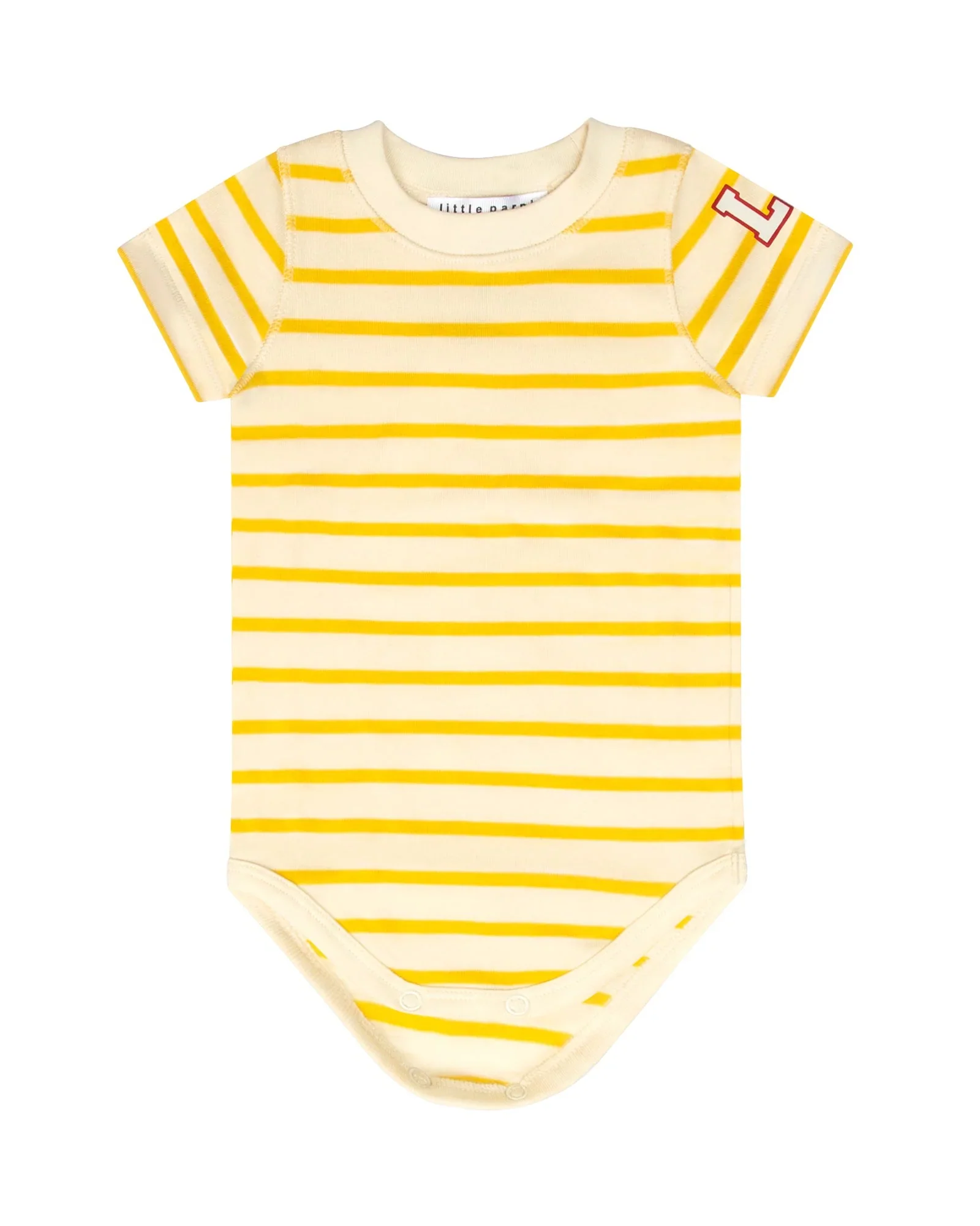 Little Parni Yellow Ivory Wide Striped Onesie (K617)
