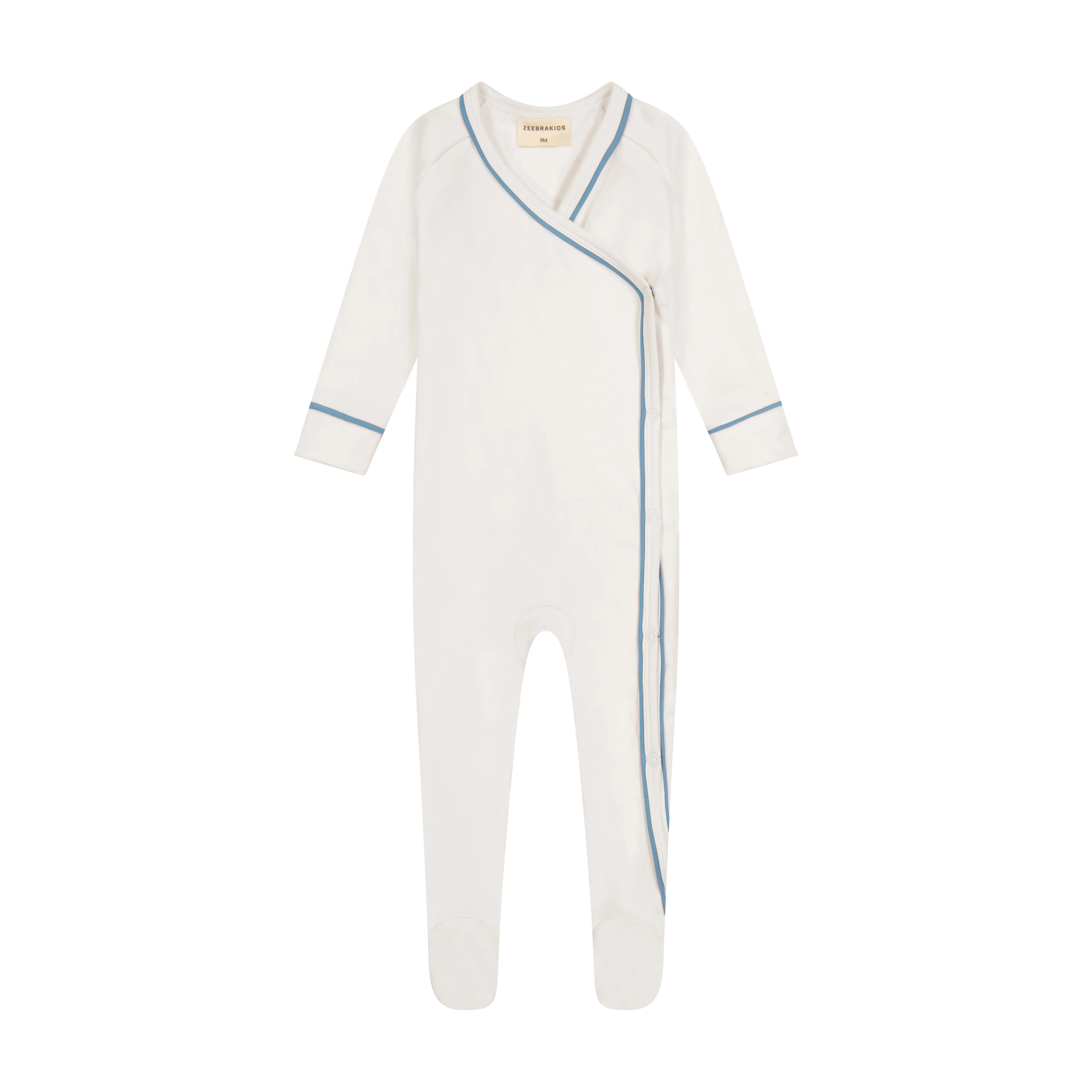Zeebra Kids Ivory/Willow blue Outline Wrap Footie